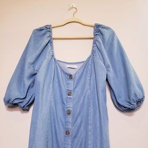 Zara Off the Shoulder Button-Down Midi Dress - LG